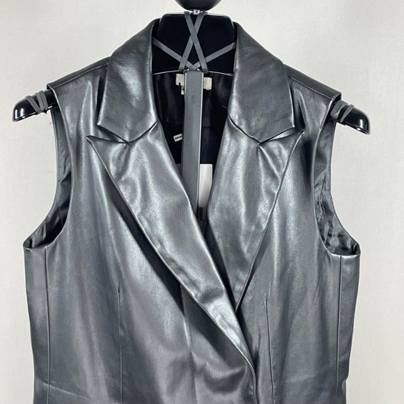 NEW Jason Wu Vest Jacket Womens Small black faux leather blazer moto designer - Picture 2 of 10